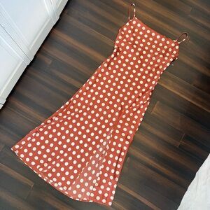 NWT / Paper Heart Polka Dot Midi Slip Spaghetti Strap Dress